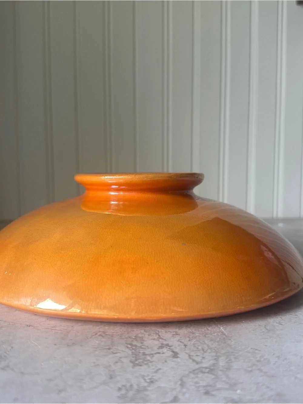 Weller Lustre Console Bowl Footed Centerpiece 9.5” Orange Luster Art Deco 1920’s